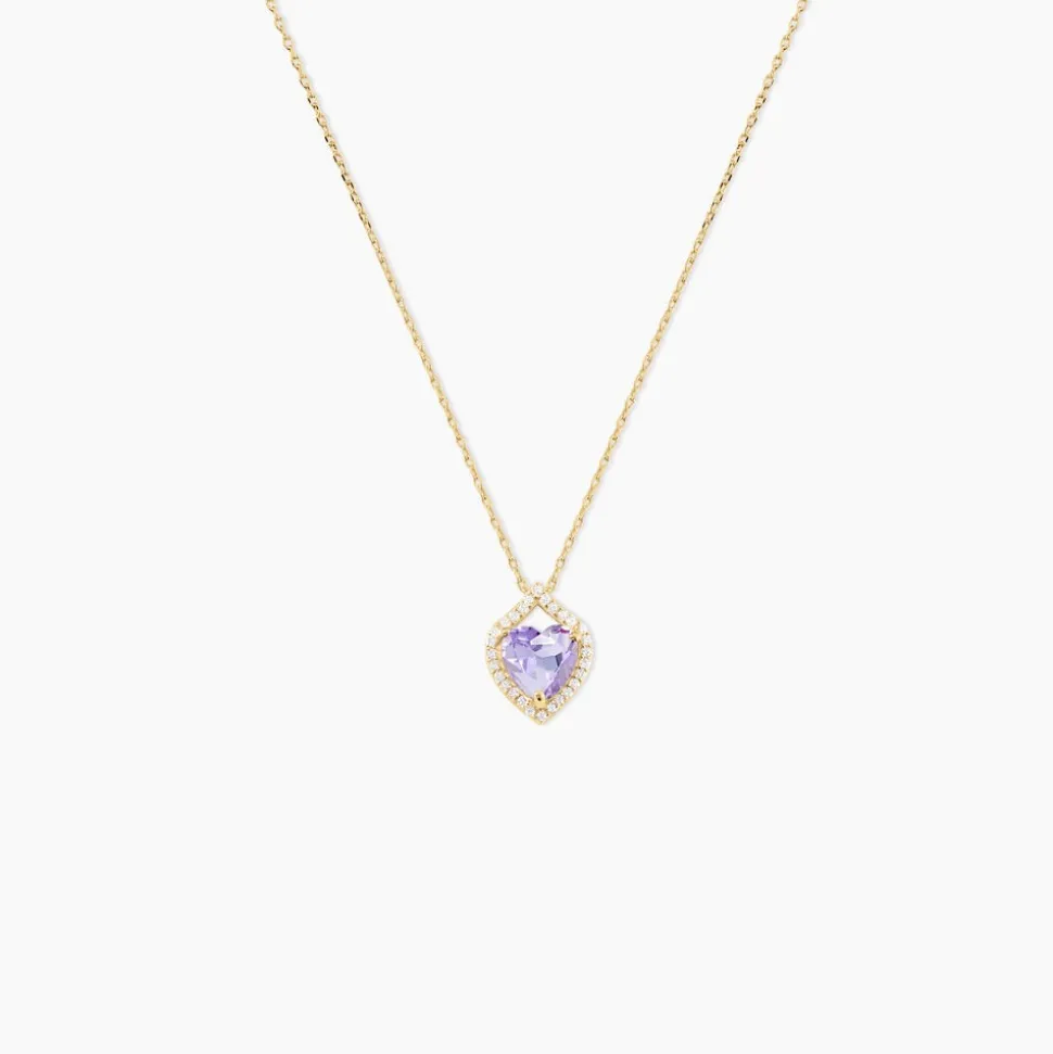 Collier Rosaline Or Jaune Amethyste Et Oxyde De Zirconium