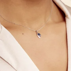 Collier Sagesse Or Blanc Saphir Et Diamant