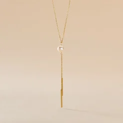 Collier Salman Or Jaune Perle De Culture