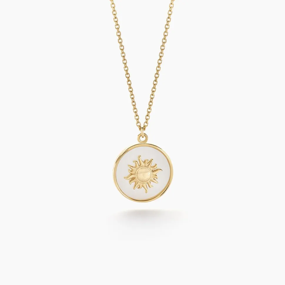 Collier Soleil Eternel Or Jaune Nacre