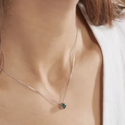 Collier Solitaire Argent Blanc Rio Santa Teresa Oxyde De Zirconium