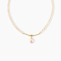 Collier Stella-Rose Or Jaune Perle De Culture