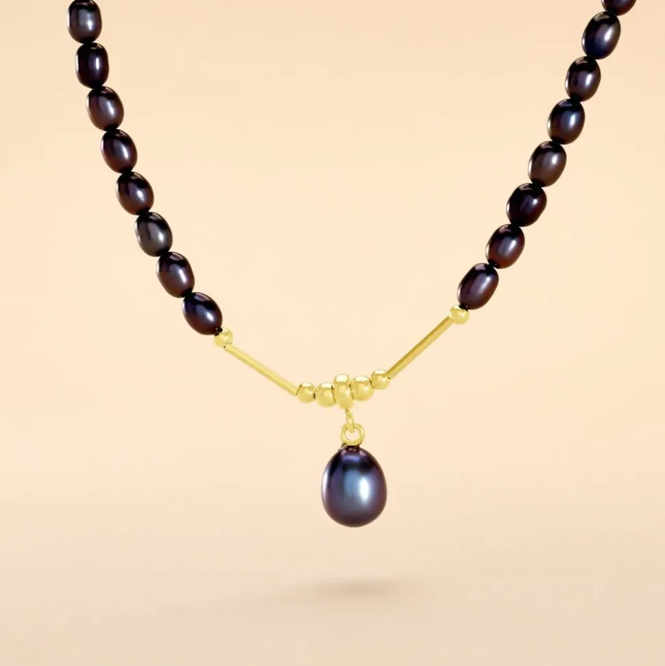 Collier Stella-Rose Or Jaune Perle De Culture
