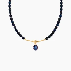 Collier Stella-Rose Or Jaune Perle De Culture