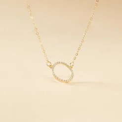 Collier Stip Or Jaune Oxyde De Zirconium
