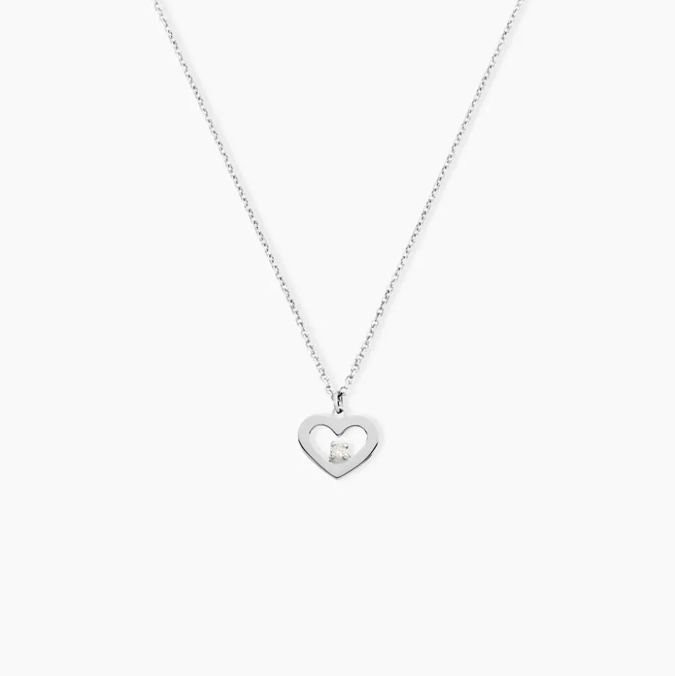Collier Sweet Heart Or Blanc Diamant