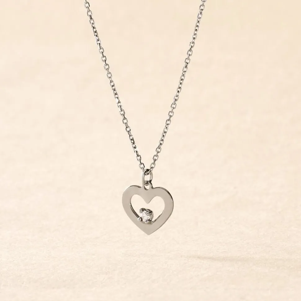 Collier Sweet Heart Or Blanc Diamant