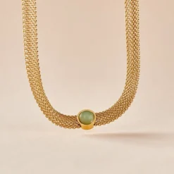 Collier Veria Acier Jaune Aventurine