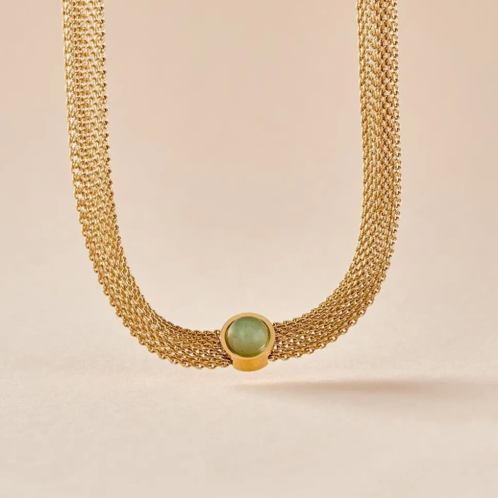Collier Veria Acier Jaune Aventurine