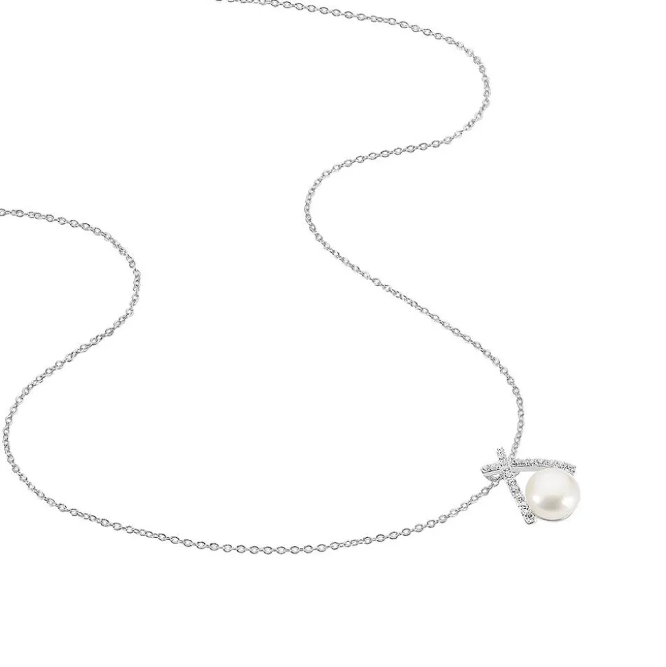 Collier Yacinthe Argent Blanc Perle De Culture Et Oxyde De Zirconium