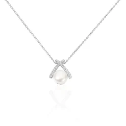 Collier Yacinthe Argent Blanc Perle De Culture Et Oxyde De Zirconium