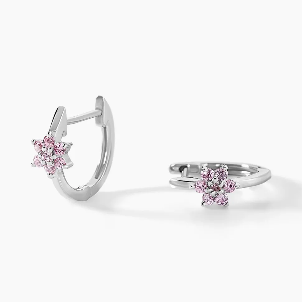 Creoles Argent Blanc Blossom Bash Oxyde De Zirconium