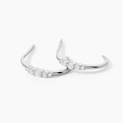 Créoles Anemone Argent Blanc Oxyde De Zirconium