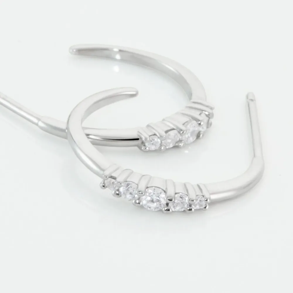 Créoles Anemone Argent Blanc Oxyde De Zirconium|Marc Orian Outlet