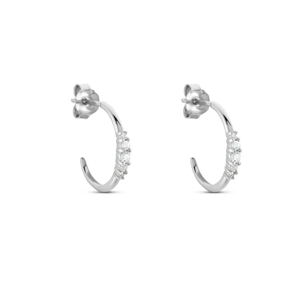 Créoles Anemone Argent Blanc Oxyde De Zirconium|Marc Orian Outlet