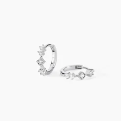 Créoles Astrea Argent Blanc Oxyde De Zirconium