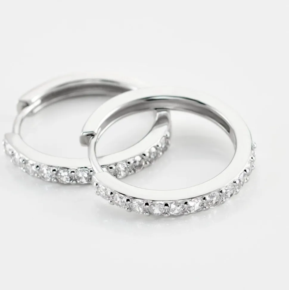 Créoles Classique Argent Blanc Jussi Oxyde De Zirconium