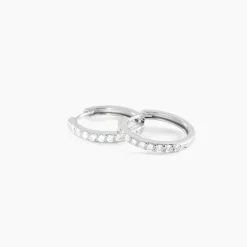 Créoles Classique Argent Blanc Jussi Oxyde De Zirconium
