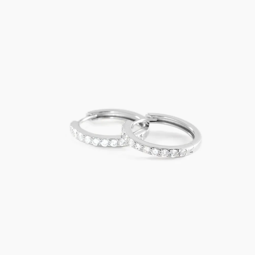 Créoles Classique Argent Blanc Jussi Oxyde De Zirconium