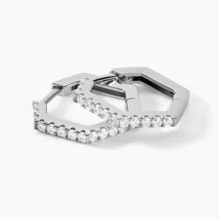 Créoles Corentine Argent Blanc Oxyde De Zirconium