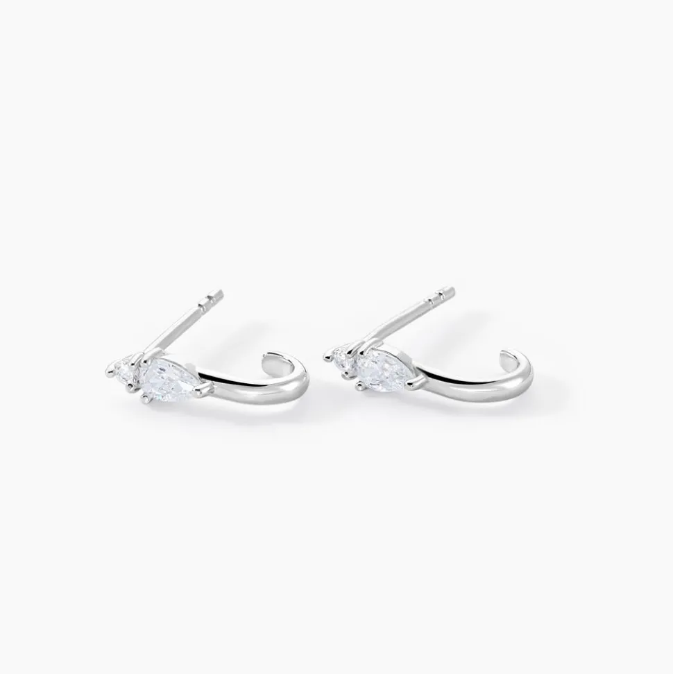 Créoles Desert Argent Blanc Oxyde De Zirconium