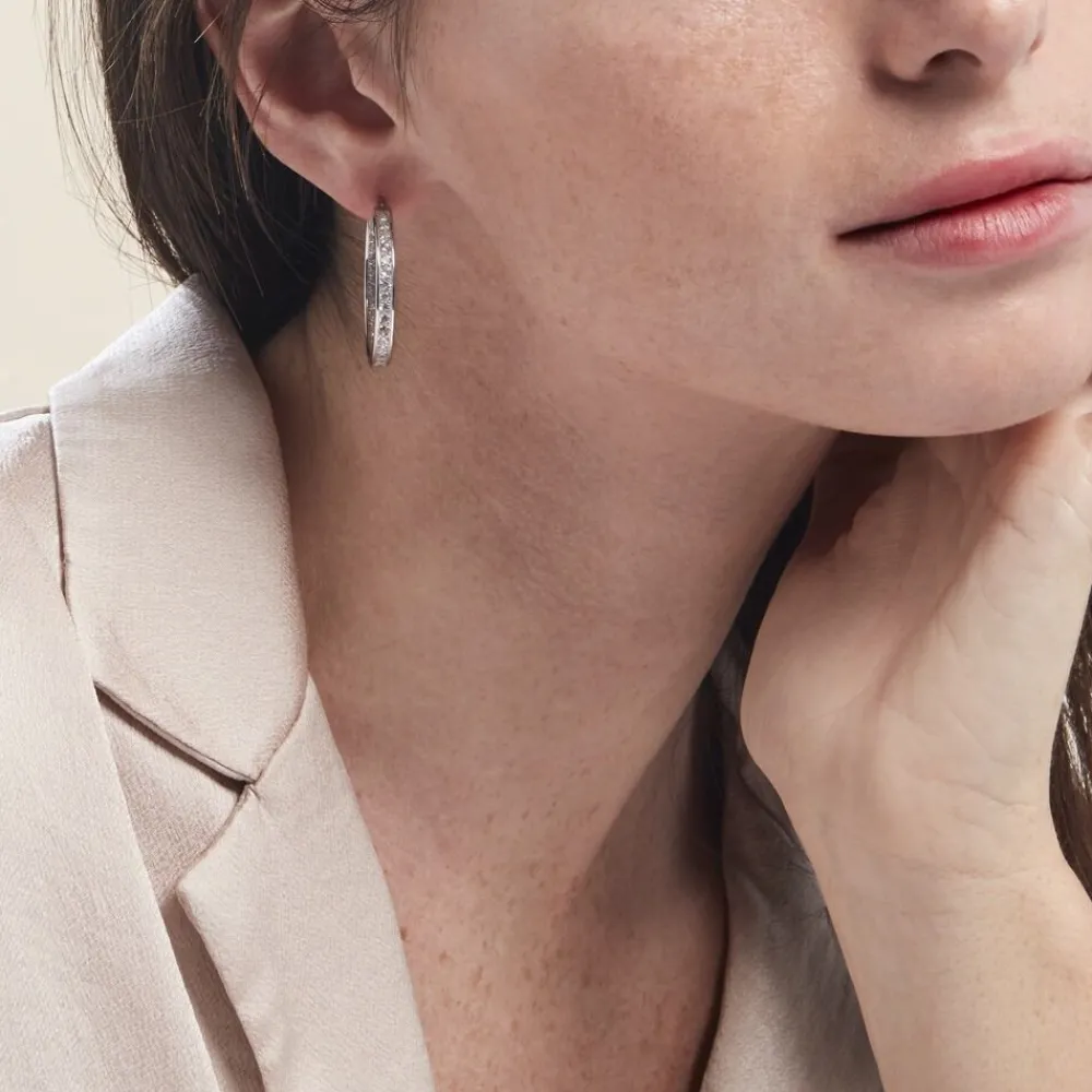 Créoles Django Argent Blanc Oxyde De Zirconium|Marc Orian Online