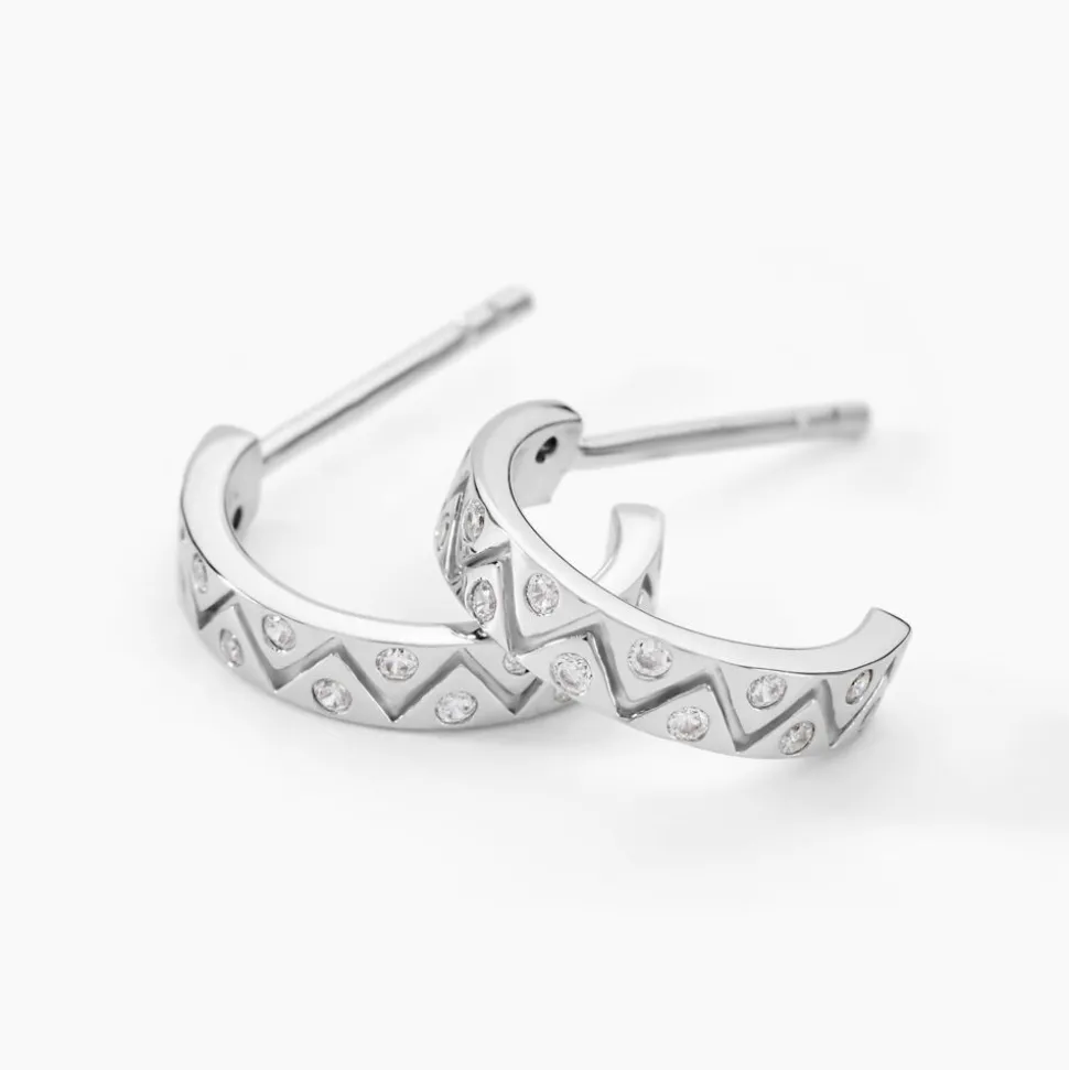 Créoles Emaline Argent Blanc Oxyde De Zirconium