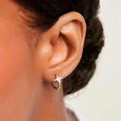 Créoles Estrella Argent Blanc Oxyde De Zirconium