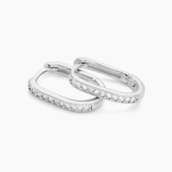 Créoles Haniya Argent Blanc Oxyde De Zirconium
