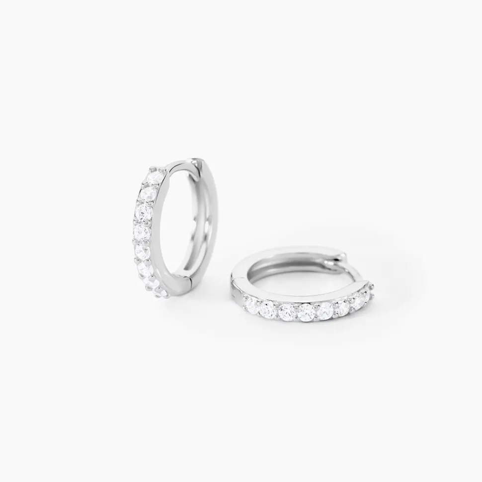 Créoles Jussi Argent Blanc Oxyde De Zirconium