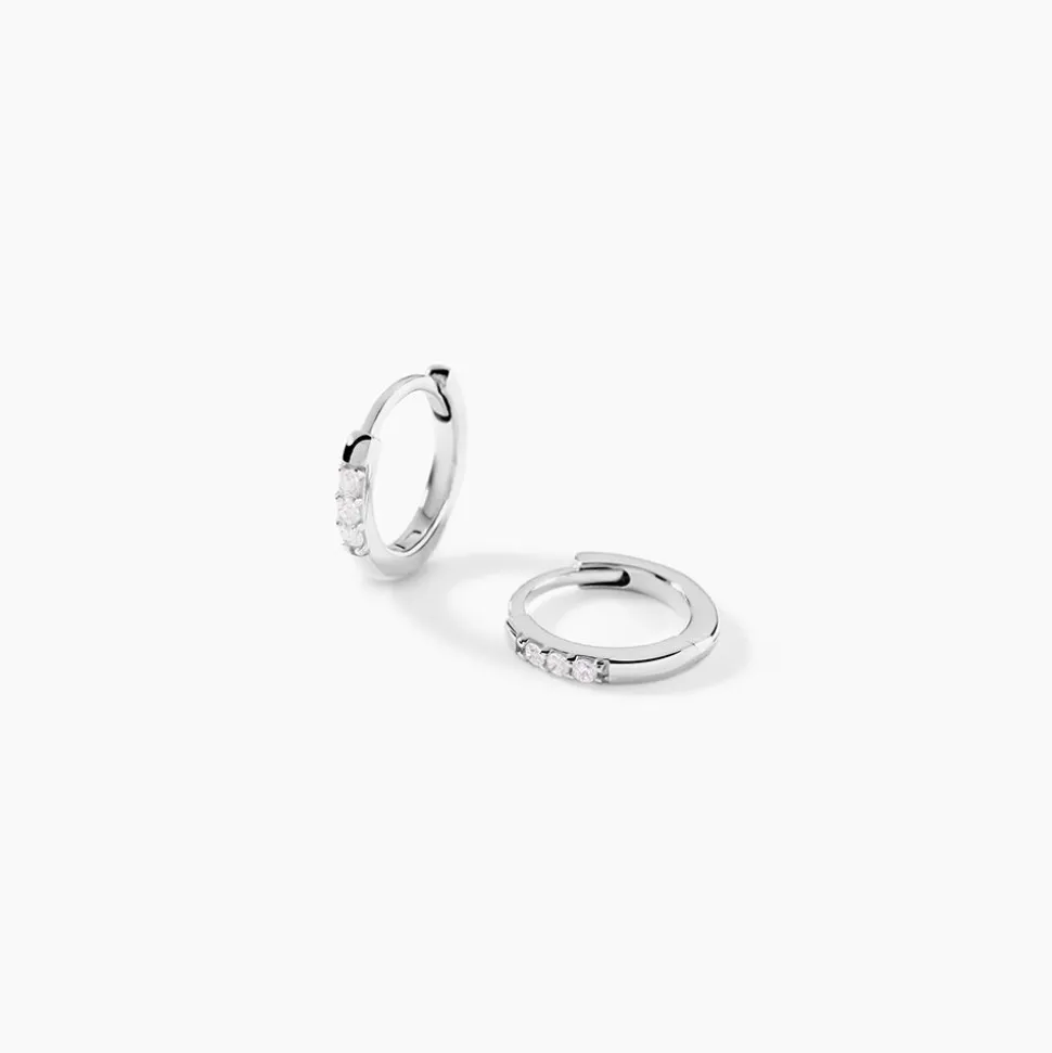 Créoles Lauralie Argent Blanc Oxyde De Zirconium