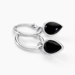 Créoles Mentissa Argent Blanc Agate
