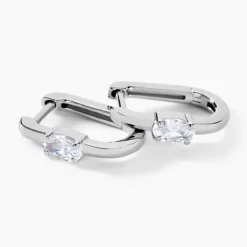 Créoles Oddone Argent Blanc Oxyde De Zirconium