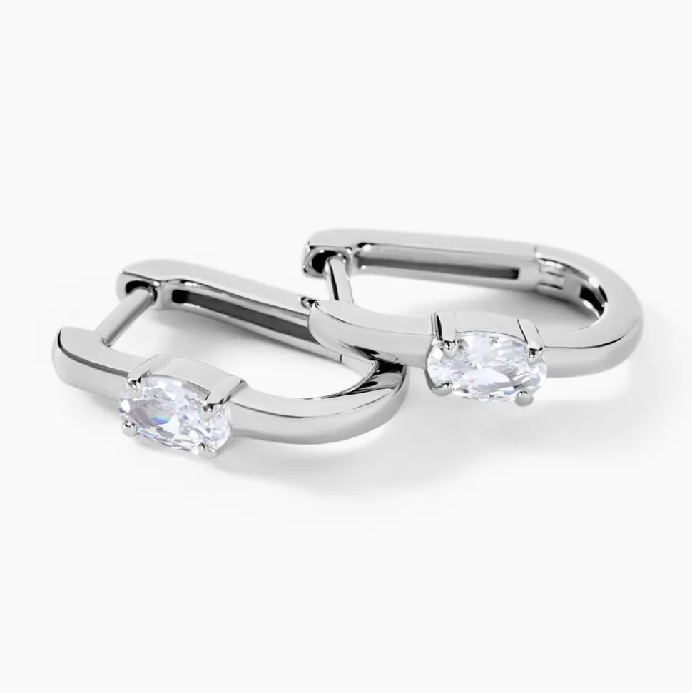 Créoles Oddone Argent Blanc Oxyde De Zirconium
