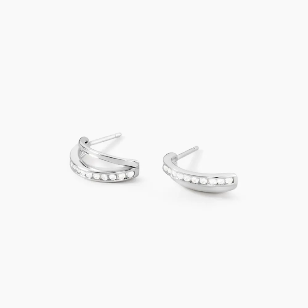 Créoles Otho Rondes Argent Blanc Oxyde De Zirconium|Marc Orian Outlet