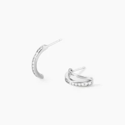 Créoles Otho Rondes Argent Blanc Oxyde De Zirconium|Marc Orian Outlet