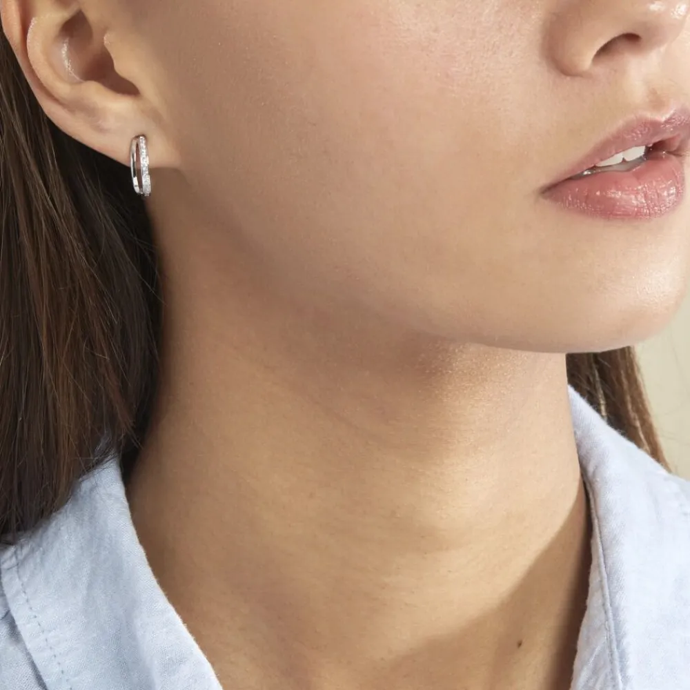 Créoles Otho Rondes Argent Blanc Oxyde De Zirconium|Marc Orian Outlet