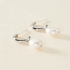 Créoles Petia Argent Blanc Perle De Culture|Marc Orian Online