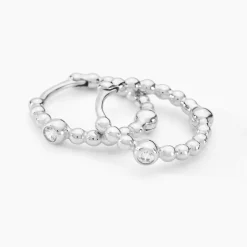 Créoles Salana Argent Blanc Oxyde De Zirconium