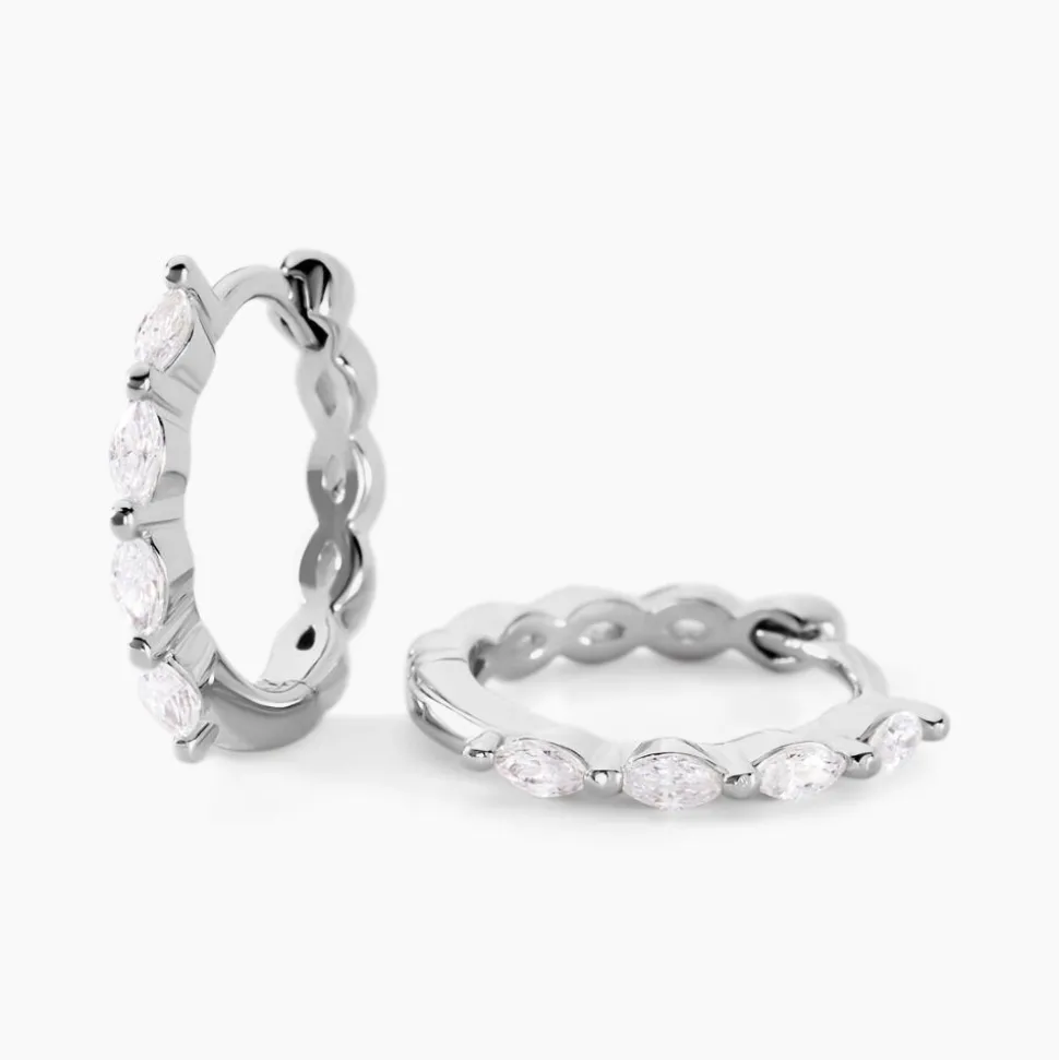 Créoles Servane Argent Blanc Oxyde De Zirconium