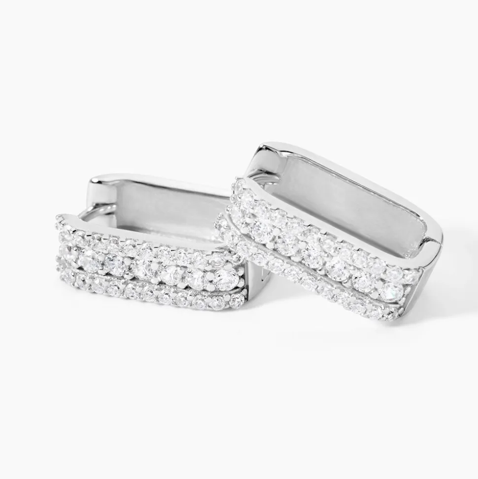 Créoles Vaya Argent Blanc Oxyde De Zirconium