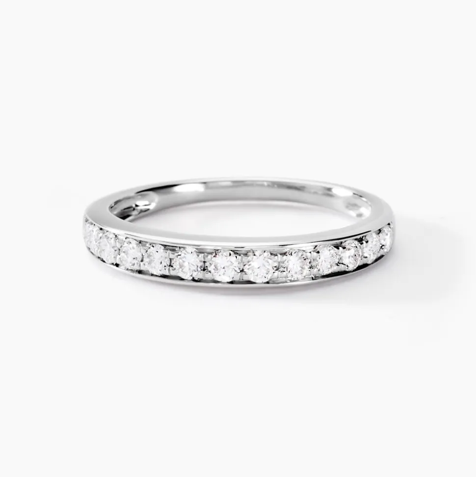 Demi-alliance Or Blanc Valentine Diamant Synthetique