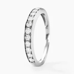 Demi-alliance Or Blanc Valentine Diamant Synthetique