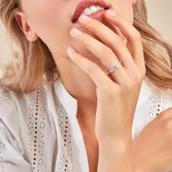 Demi-alliance Or Blanc Valentine Diamant Synthetique