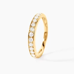 Demi-alliance Or Jaune Valentine Diamant Synthetique