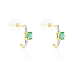 Demi Créoles Barrett Or Jaune Emeraude Diamant|Marc Orian Sale