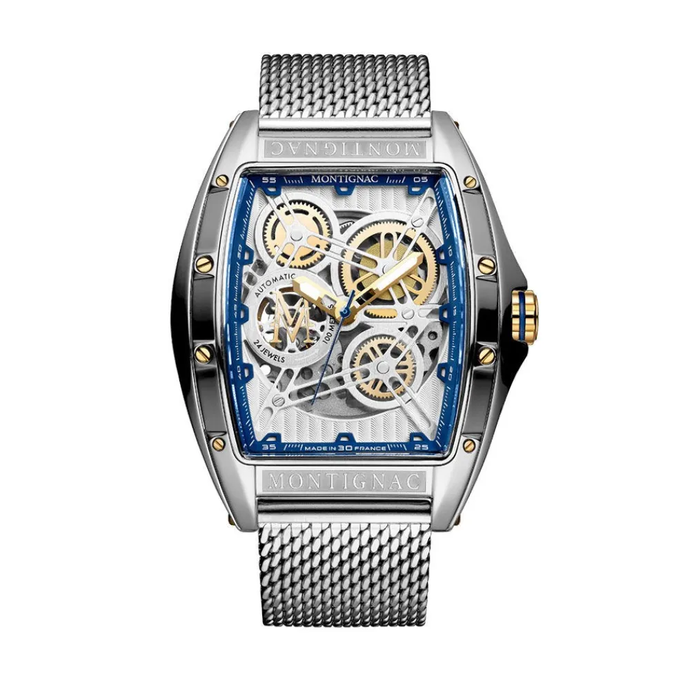 Montre Tonneau Auto Argenté|MONTIGNAC New