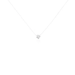 NYLON 4 Damen Collier Silber 925 Zirkonia Weiß 0,1 ct Viereck