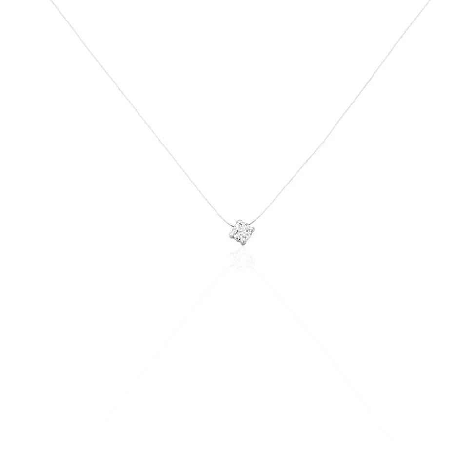NYLON 4 Damen Collier Silber 925 Zirkonia Weiß 0,1 ct Viereck
