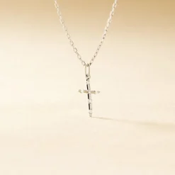 Pendentif Ageda Croix Or Blanc Oxyde De Zirconium